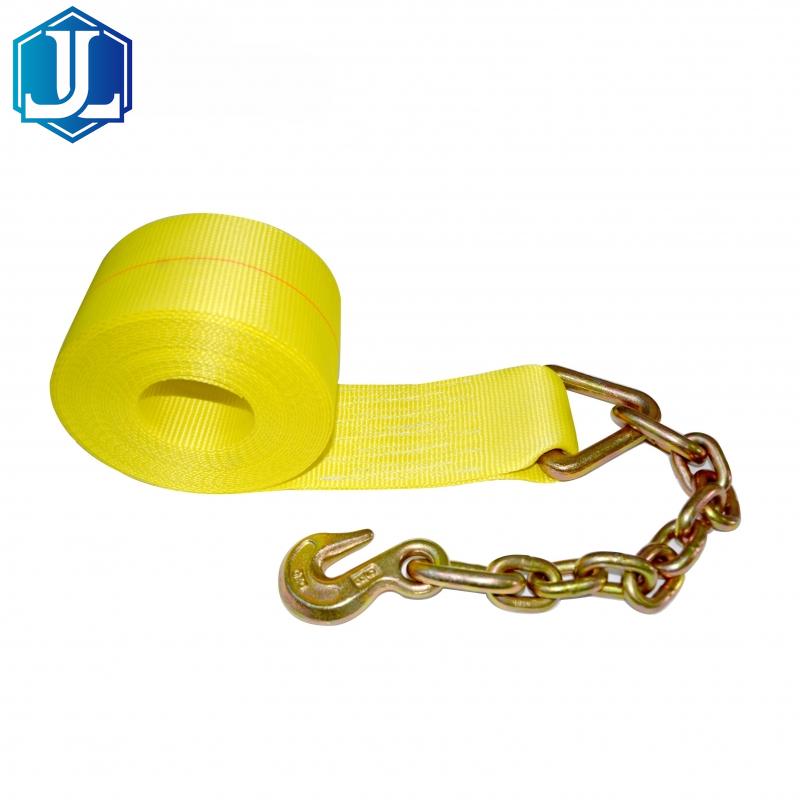 4″ Winch Strap with Chain Anchor Extension and Hook WLL 6670LBS