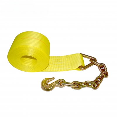 4″ Winch Strap with Chain Anchor Extension and Hook WLL 6670LBS