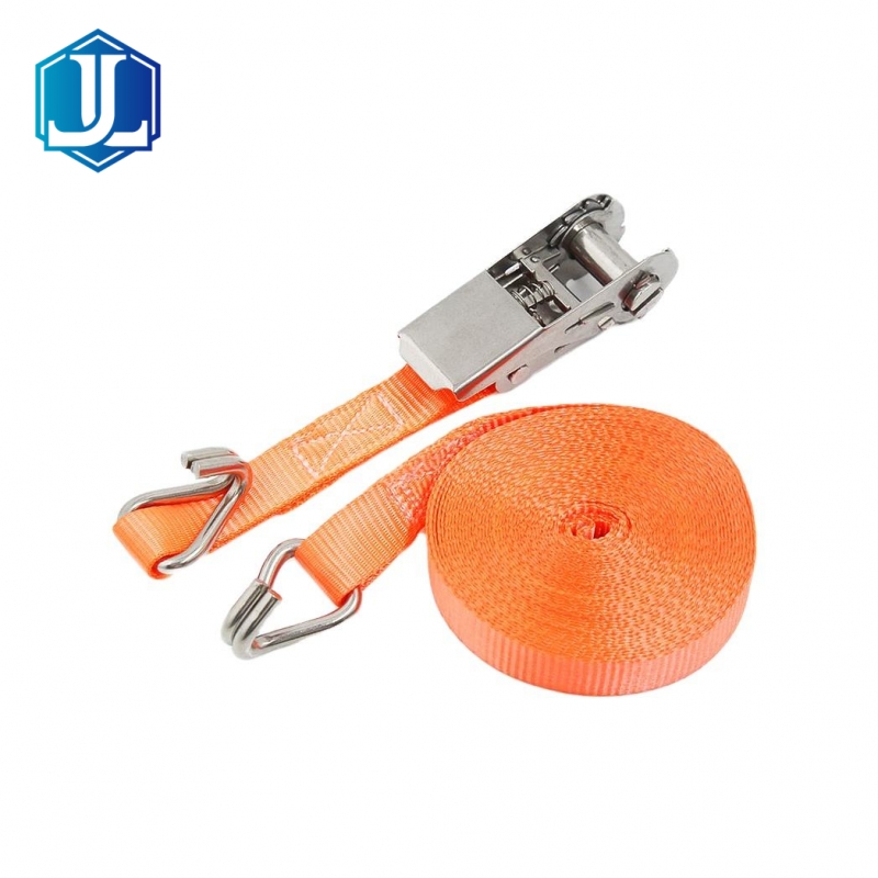 1inch 25MM 800KG Stainless Steel Ratchet Tie Down Strap Cargo Lashing Strap with Double J / S Hook